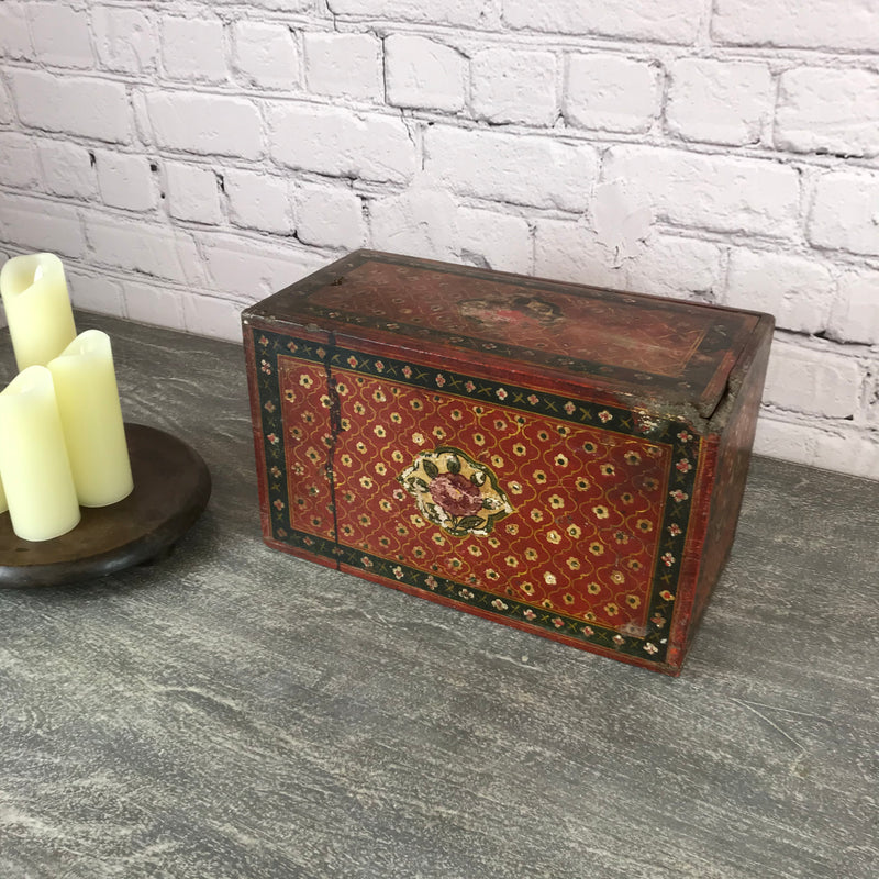 Vintage hand painted Indian wood box  (W38.5cm | H23cm)