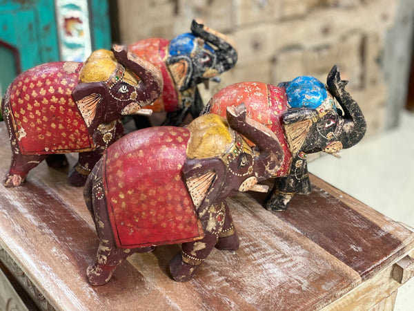 HAND CARVED & PAINTED INDIAN ELEPHANT STATUE