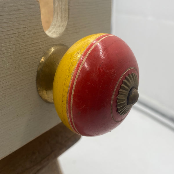 Red Yellow Hand Painted Wood Cabinet Knob