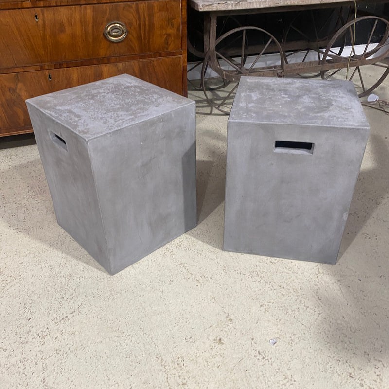Pair of Modern Concrete Cube Stool Plinth Plant Stand  (w35cm x h47cm)