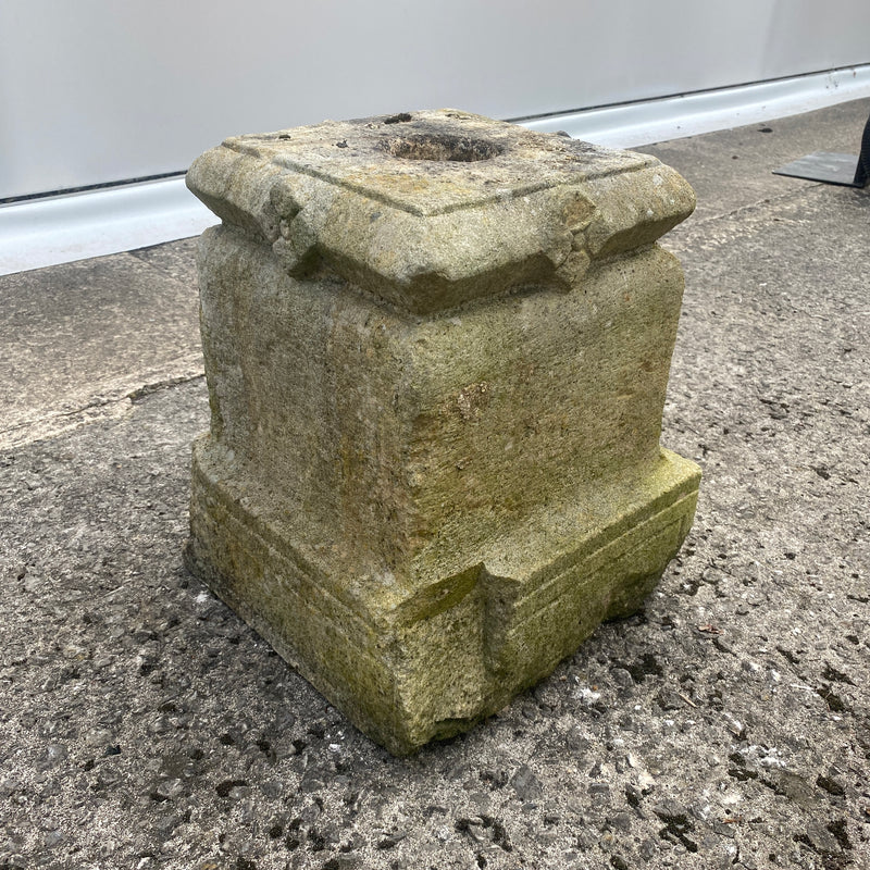 Antique Carved Stone Pillar Base Plant Stand Plinth (w31cm x h37cm)