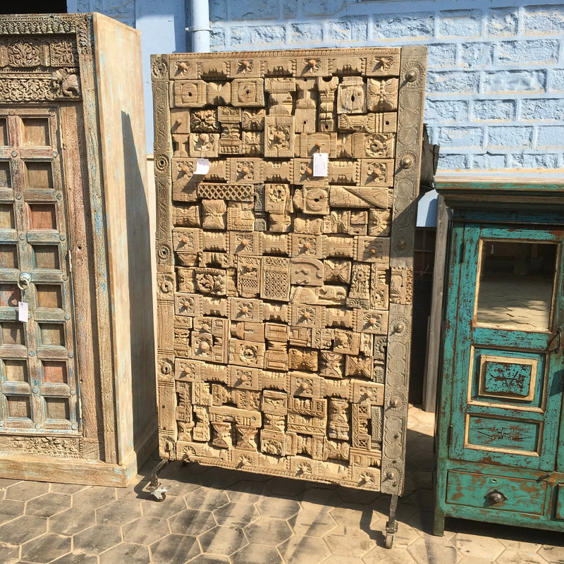 Upcycled Antique Indian Door Pieces Wall Decor Screen (H200CM | W117CM)