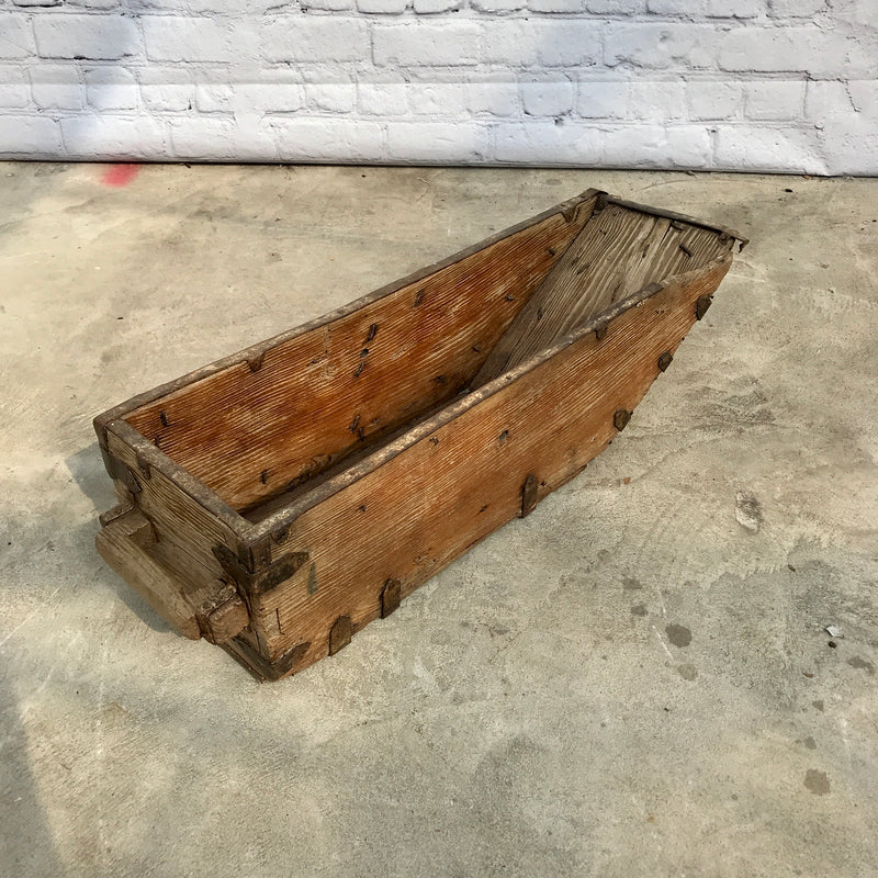 Vintage oak wood trough planter