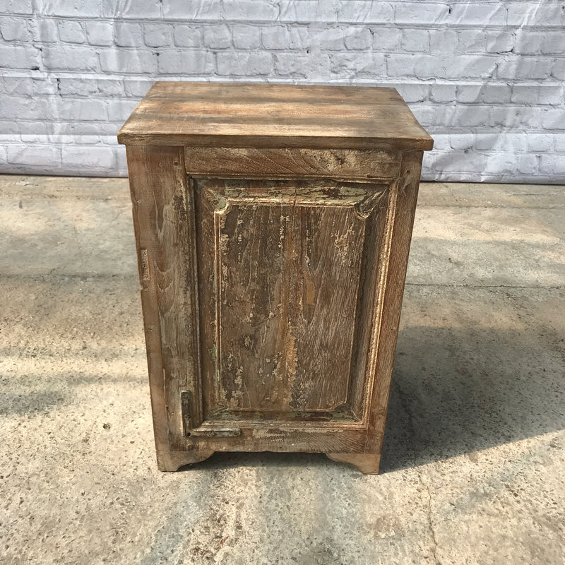 Rustic reclaimed wood bedside table