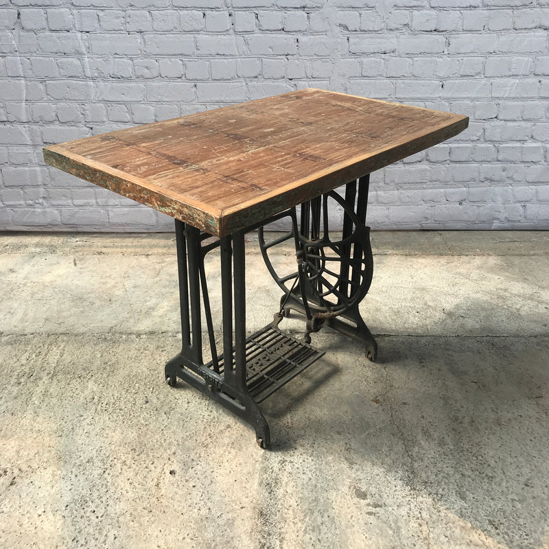 Upcycled vintage sewing machine side table