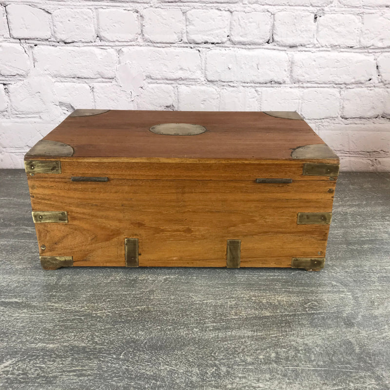 Classic vintage Anglo-Indian teak desk box ideal for jewellery | 28334