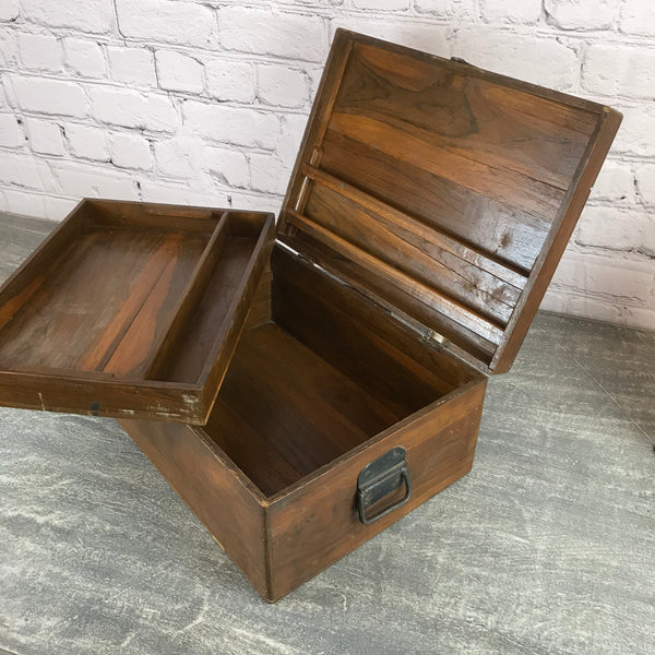 Vintage classic teak box with double storage compartments (W48cm | H21cm)