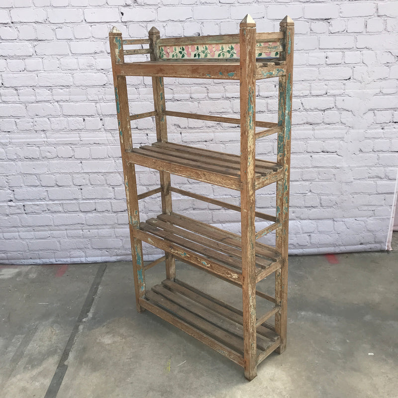 Vintage Anglo-Indian shelf with decorative tiles