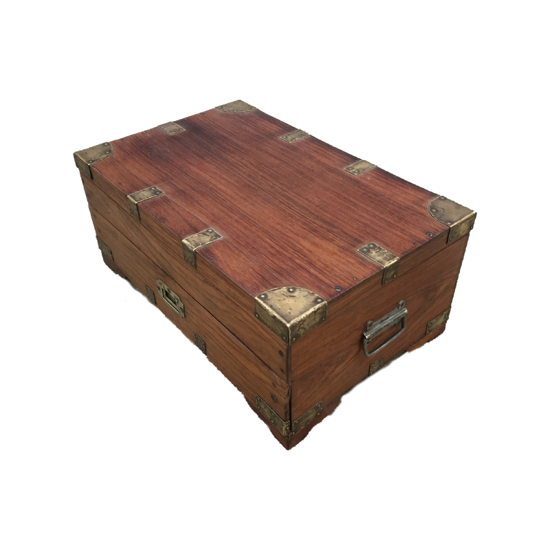 Vintage teak and brass Indian desk box | 45249