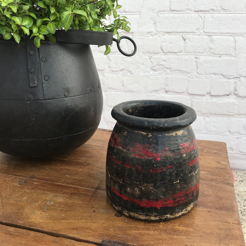Vintage Indian earthenware painted pot | ø15cm