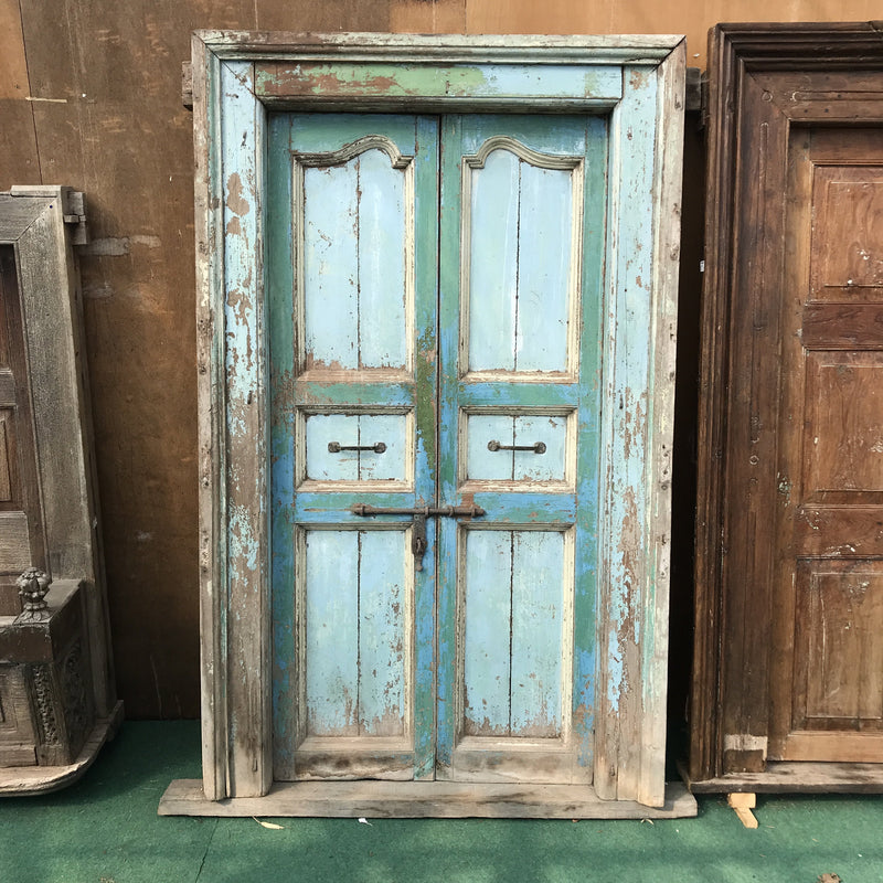 • SOLD • Shabby chic vintage Indian teak door in frame style (H210 | W117)