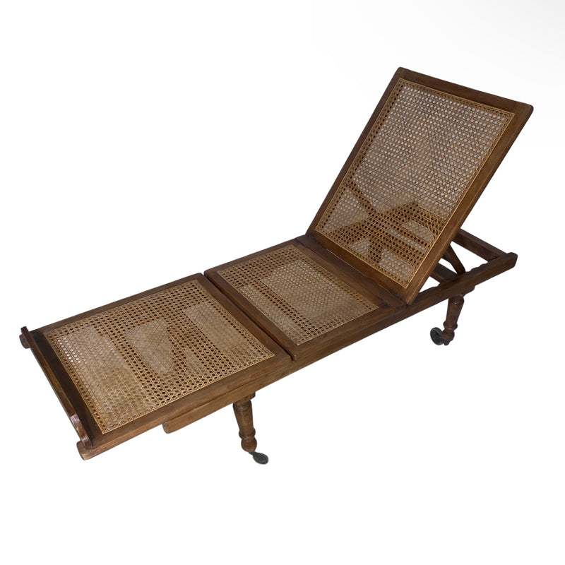 Antique Cane Reclining Daybed Chaise Longue