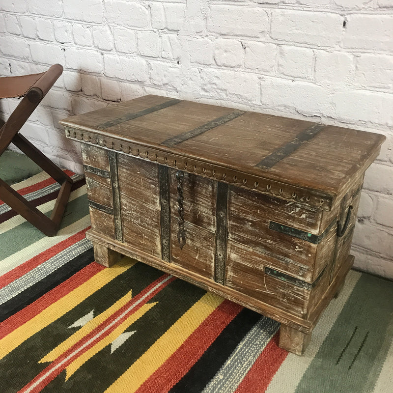 RECLAIMED INDIAN HARDWOOD CHEST METAL BANDED • W74CM | H46CM