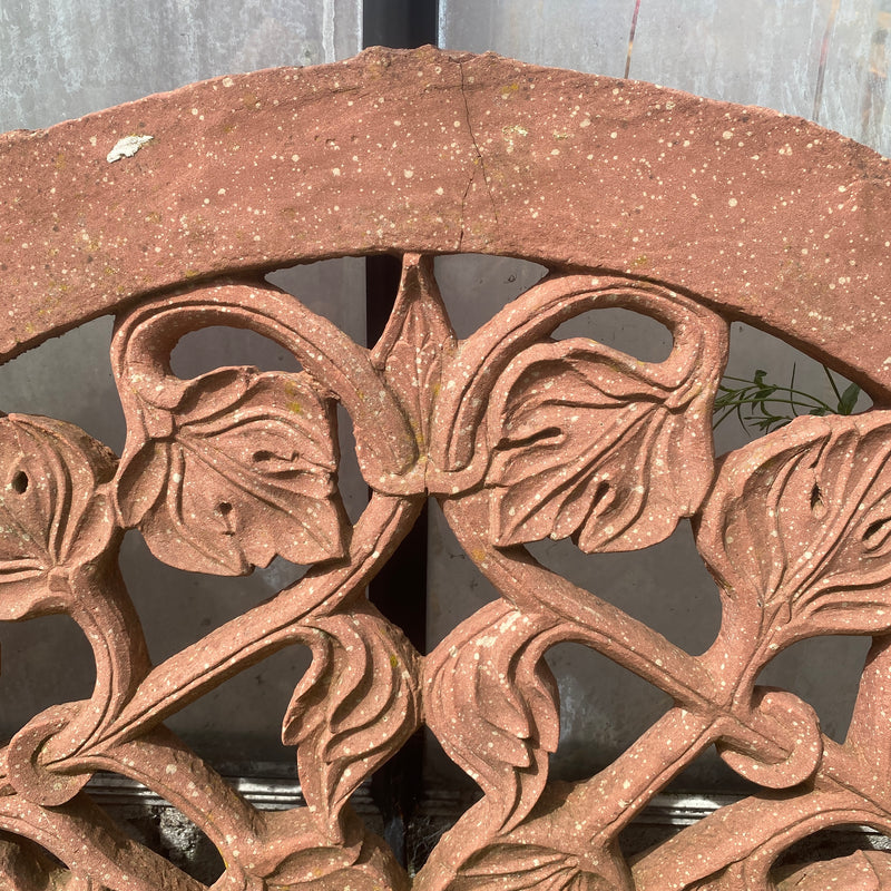 Antique Indian Carved Jali Stone Arch Window (w92cm x h54cm)