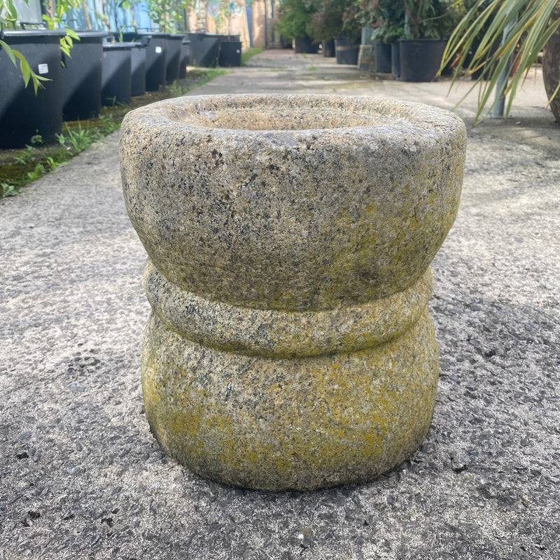 Indian Granite Stone Mortar Planter (Ø31cm x h32cm)