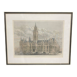The Manchester Town Hall - Hand Coloured Engraving